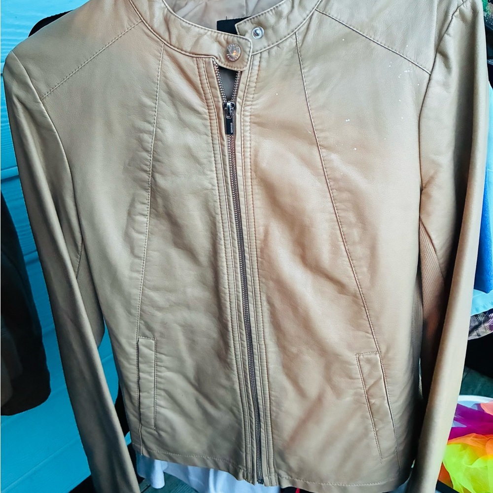 Women's Tan Pleather Jacket